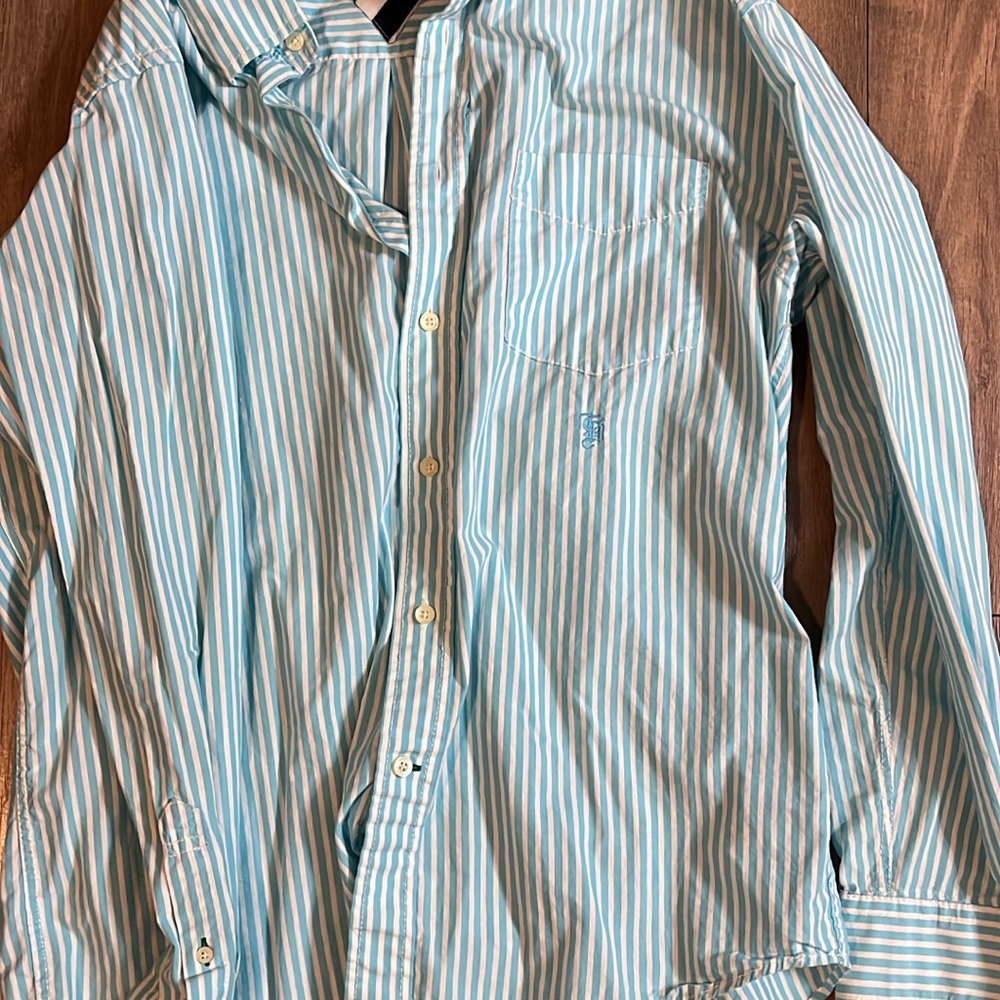 Tommy Hilfiger Light Blue and White Striped Shirt